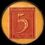 Timbre-monnaie Burgerl-Brauhaus à Duisburg type 1 - 5 pfennig rouge sur fond jaune - revers