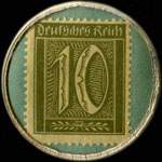 Timbre de 10 pfennig olive sur fond vert