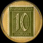 Timbre-monnaie Café Eick à Elberfeld type 2 - 10 pfennig olive sur fond jaune - revers