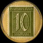 Timbre de 10 pfennig olive sur fond jaune