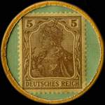 Timbre-monnaie Caffee Reichenberg à Gelsenkirchen - 5 pfennig brun sur fond vert - revers