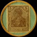 Timbre de 5 pfennig brun sur fond vert