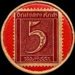 Timbre-monnaie Caloha à Helmstedt - 5 pfennig lie-de-vin sur fond rouge - revers