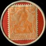 Timbre de 10 pfennig Germania sur fond vert