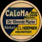 Timbre-monnaie Caloha à Helmstedt - 10 pfennig olive sur fond rouge - avers