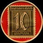 Timbre-monnaie Caloha à Helmstedt - 10 pfennig olive sur fond rouge - revers