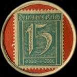 Timbre-monnaie Caloha à Helmstedt - 15 pfennig vert sur fond rouge - revers