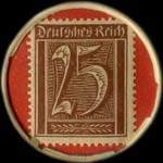 Timbre de 25 pfennig brun sur fond rouge