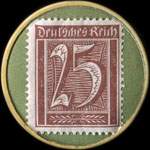 Timbre de 25 pfennig brun sur fond vert