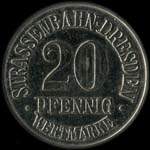 Timbre-monnaie - jeton de n�cessit� de 20 pfennig - Caf� H�lfert Konditorei - Strassenbahn-Dresden - Dresde - Allemagne - revers