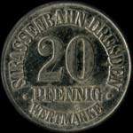 Timbre-monnaie - jeton de n�cessit� de 20 pfennig - S.Jungnitsch - Pelze - Strassenbahn-Dresden - Dresde - Allemagne - revers