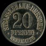 Timbre-monnaie - jeton de n�cessit� de 20 pfennig - Simplex - Strassenbahn-Dresden - Dresde - Allemagne - revers