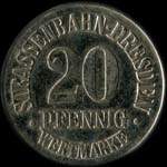Timbre-monnaie - jeton de nécessité de 20 pfennig - Thiemer Reklame - Strassenbahn-Dresden - Dresde - Allemagne - revers