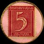 Timbre-monnaie Otto Caracciola & Co à Remagen a/Rhein - 5 pfennig bordeaux sur fond rose - revers