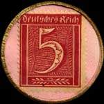 Timbre de 5 pfennig bordeaux sur fond rose