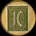 Timbre-monnaie Otto Caracciola & Co à Remagen a/Rhein - 10 pfennig olive sur fond jaune - revers