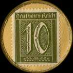 Timbre de 10 pfennig olive sur fond jaune