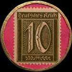 Timbre-monnaie Otto Caracciola & Co à Remagen a/Rhein - 10 pfennig olive sur fond rose - revers