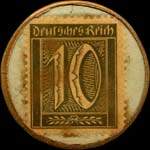Timbre-monnaie Otto Caracciola & Co à Remagen a/Rhein - 10 pfennig olive sur fond vert - revers