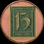 Timbre-monnaie Otto Caracciola & Co à Remagen a/Rhein - 15 pfennig vert sur fond rose - revers