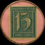 Timbre de 15 pfennig vert sur fond rose