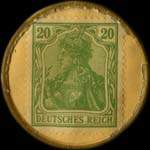 Timbre-monnaie Otto Caracciola & Co à Remagen a/Rhein - 20 pfennig vert sur fond jaune - revers