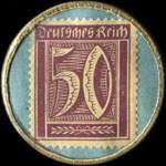 Timbre de 50 pfennig violet sur fond bleu