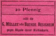Timbre-monnaie G.M�ller � Besigheim - Allemagne - Briefmarkengeld