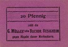 Timbre-monnaie G.M�ller � Besigheim - Allemagne - Briefmarkengeld