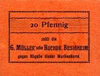 Timbre-monnaie G.M�ller � Besigheim - Allemagne - Briefmarkengeld