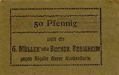 Timbre-monnaie G.M�ller � Besigheim - Allemagne - Briefmarkengeld
