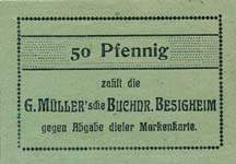 Timbre-monnaie G.M�ller � Besigheim - Allemagne - Briefmarkengeld