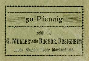 Timbre-monnaie G.M�ller � Besigheim - Allemagne - Briefmarkengeld