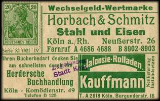 Timbre-monnaie Hochbach & Schmitz - Allemagne - Briefmarkengeld