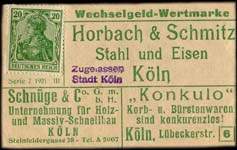 Timbre-monnaie Hochbach & Schmitz - Allemagne - Briefmarkengeld