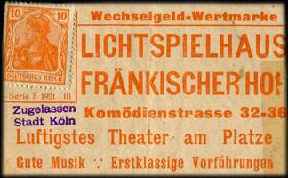 Timbre-monnaie Liechtspielhaus Fr�nkischer Hof - Allemagne - Briefmarkengeld