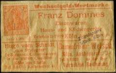 Timbre-monnaie 10 pfennig Wechselgeld-Wertmarke - Zugelassen Stadt Köln - Allemagne - face