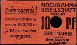 Timbre-monnaie Hochbahn - Berlin - Allemagne - Briefmarkengeld