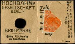 Timbre-monnaie Lothar Messow à Berlin - 10 pfennig orange sous carton - ouvert - dos