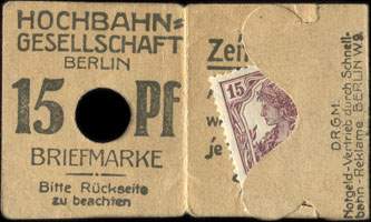 Timbre-monnaie Lothar Messow à Berlin - 15 pfennig violet sous carton - ouvert - dos