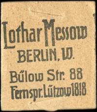 Timbre-monnaie Lothar Messow à Berlin - 15 pfennig bleu-vert sous carton - fermé - face