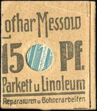 Timbre-monnaie Lothar Messow à Berlin - 15 pfennig bleu-vert sous carton - fermé - dos