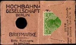 Timbre-monnaie Lothar Messow à Berlin - 20 pfennig vert sous carton - ouvert - dos