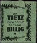 Timbre-monnaie Tietz - 5 pfennig Germania sous carton vert - fermé - face