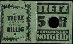 Timbre-monnaie Tietz - 5 pfennig - Allemagne - Briefmarkengeld