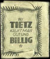 Timbre-monnaie Tietz - 10 pfennig Germania sous carton beige - fermé - face