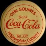 Timbre-monnaie Drink Coca-Cola - Carl Squires à Coblenz - 10 pfennig olive sur fond bleu - avers