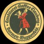 Timbre-monnaie Conditorei-Kaffee Clauberg � Barmen-Wupperfeld - 10 pfennig olive sur fond bleu - avers