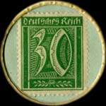Timbre de 30 pfennig vert sur fond vert
