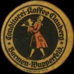 Timbre-monnaie Conditorei-Kaffee Clauberg � Barmen-Wupperfeld - 50 pfennig bicolore sur fond jaune - avers